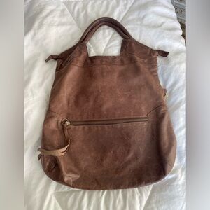 Foley + Corinna Large Foldover Brown Leather Mid City Tote Handbag